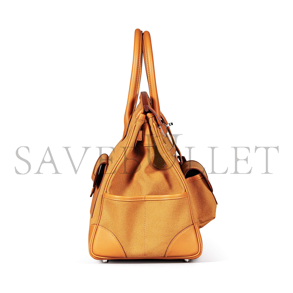 H**mes master birkin 35 canvas and swift leather sesame silver buckle h079238ckva (35*25*18cm)